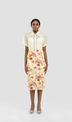 NAKITHA YELLOW FLORAL TWO PIECE SET MIDI DRESS