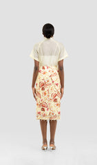 NAKITHA YELLOW FLORAL TWO PIECE SET MIDI DRESS