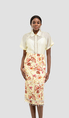 NAKITHA YELLOW FLORAL TWO PIECE SET MIDI DRESS