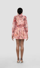LENORE FLORAL LONG SLEEVE SHIRT MINI DRESS