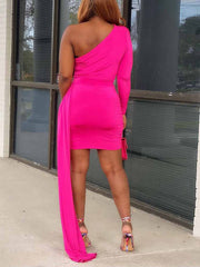 One Shoulder Ruched Party Dress