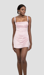 PINK SATIN MINI DRESS