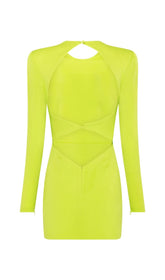 LONG SLEEVE BACKLESS MINI DRESS IN GREEN