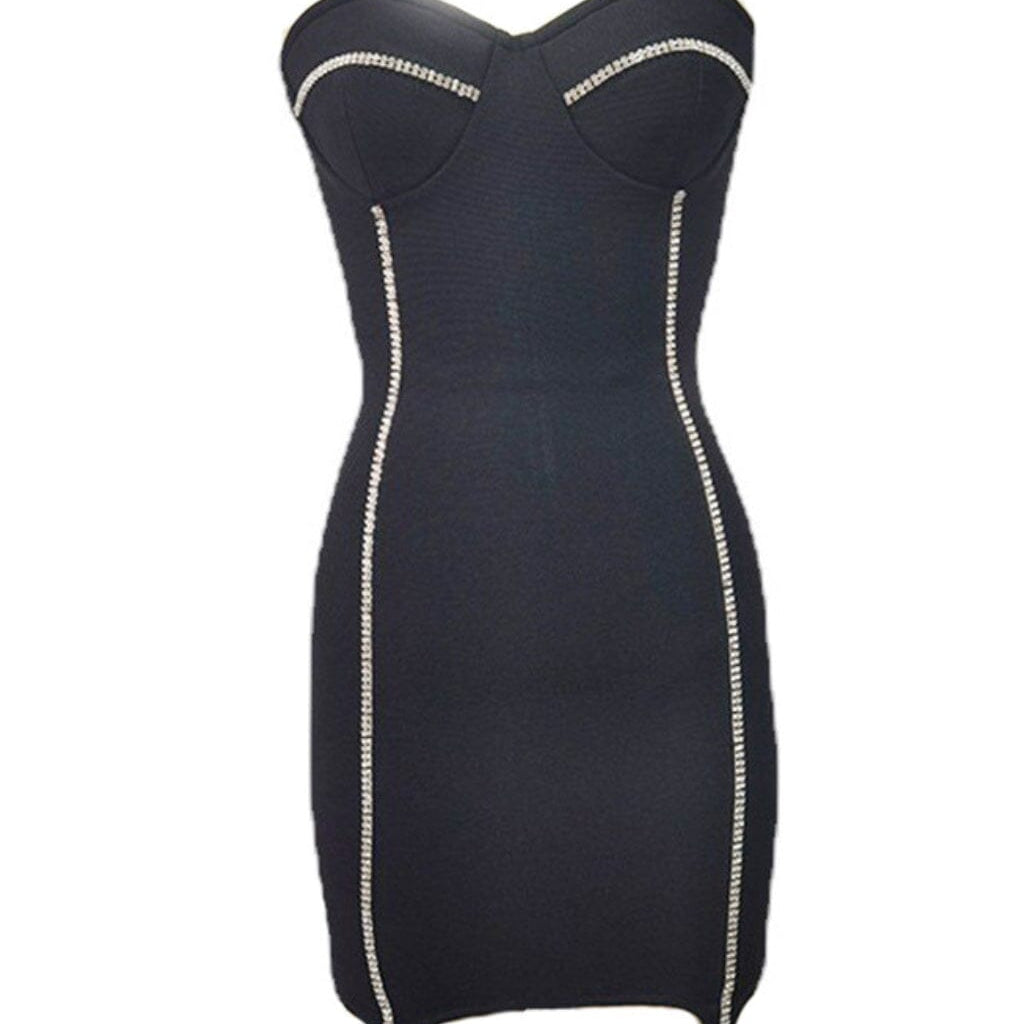 Eudora Halter Sleeveless Streak Bandage Mini Dress