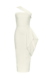 LEAF EMBROIDERY MIDI DRESS IN WHITE