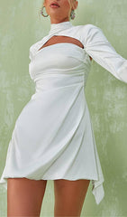 SATIN MINI DRESS IN IVORY