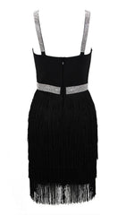 FRINGED BODYCON BACKLESS MINI DRESS