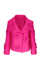 FLORAL TWO-PIECE JACKET DRESS IN RED