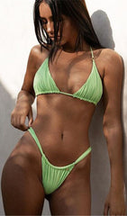SOLID RUCHED LACE UP BIKINI