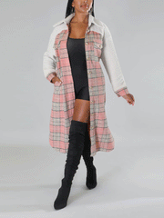 Woolen Plaid Long Sleeve Coats