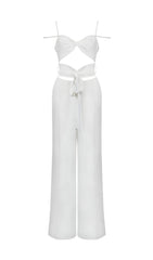 CUTOUT SLEEVELESS JUMPSUIT IN WHITE