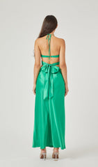 BUTTERFLY CUT OUT MAXI SLIP DRESS IN GREEN