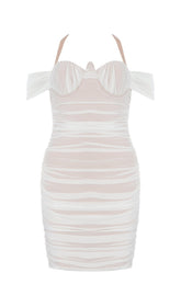 MESH HALTER BODYCON MINI DRESS