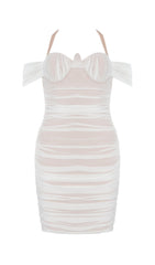 MESH HALTER BODYCON MINI DRESS