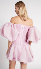 BUBBLE SLEEVE MINI DRESS