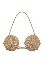 RHINESTONE EMBELLISHED SILK BRA TOP IN GOLD