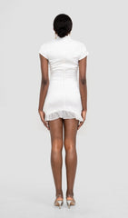 BODYCON V NECK MINI DRESS IN WHITE