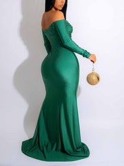 Off The Shoulder High Slit Mermaid Dress