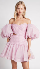 BUBBLE SLEEVE MINI DRESS