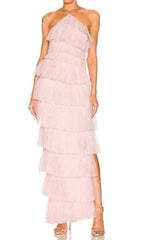 FRINGED BACKLESS MAXI DRESS