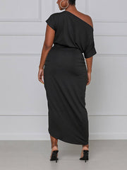 One-shoulder Pleated Dress