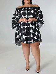 Off Shoulder Dot Midi Dress