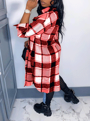 Plaid Button Long Shirt Coat