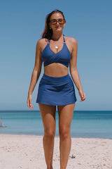Navy Blue Classic Front Wrap Tie Back Bikini