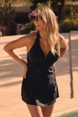 Solid Color Backless Stunning Skirted Tankini