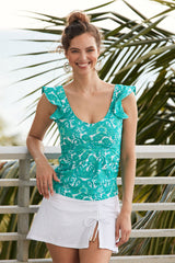 Paisley Print Glamorous Ruffle Sleeve Tankini