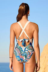 Paisley Plunging Glamorous Strappy Back Three Pieces