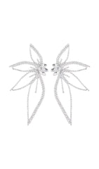 CRYSTAL FLOWER EARRINGS IN SILVER