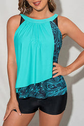Paisley Print Patchwork Chic Irregular Layered Tankini