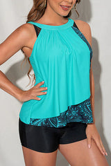 Paisley Print Patchwork Chic Irregular Layered Tankini