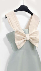 BOW-EMBELLISHED STRAPPY MINI DRESS IN SKY BLUE