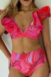 Red On-trend Falbala Beach Bikini