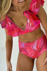Red On-trend Falbala Beach Bikini