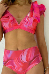 Red On-trend Falbala Beach Bikini
