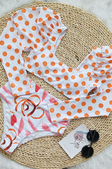 Polka Dot Dramatic Puff Sleeve Bikini