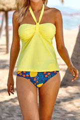 Natural Print Girly Backless Tankini