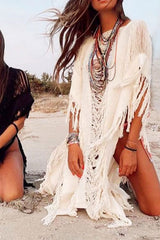 Solid Color Boho Tassel Beachwear