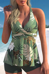 Natural Print Bright Cross Over Tankini