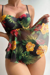 Natural Print Smart See-Through Tankini