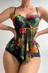 Natural Print Smart See-Through Tankini
