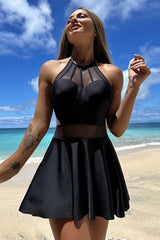 Mesh Patchwork Lowkey Skirted One Piece Swimwear