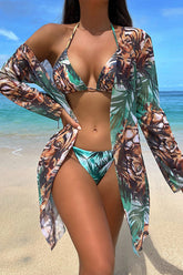 Natural Print Casual Lace-Up Three Pieces