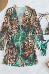 Natural Print Casual Lace-Up Three Pieces