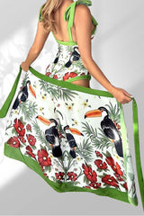 Natural Print Retro Lace-Up Three Pieces