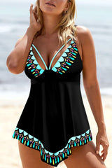 Patchwork Graphic Print Romantic Irregular Tankini