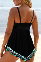 Patchwork Graphic Print Romantic Irregular Tankini